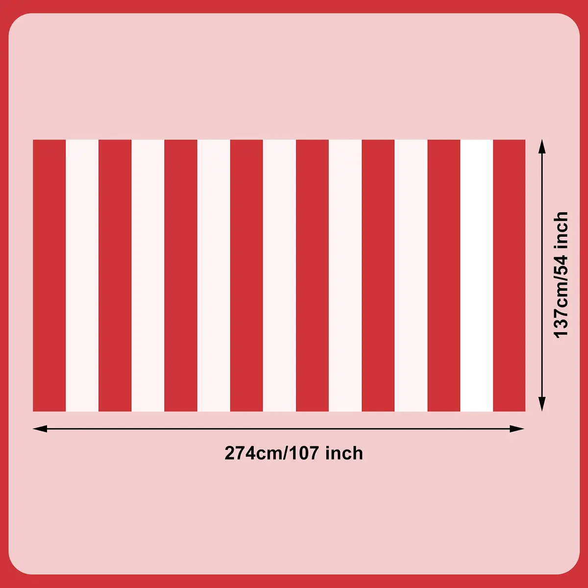 peony man 2 Pieces Red and White Striped Waterproof Tablecloth 137x274 cm | Carnival Festival Decor - view 2