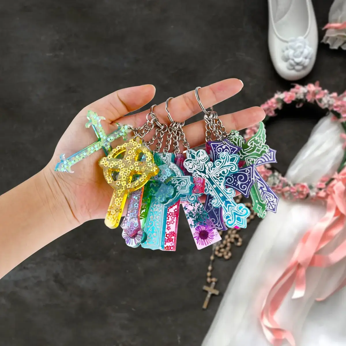 Sakolla 12 Cavity Cross Resin Molds | Flexible Silicone for Jewelry, Keychains, Pendants - view 6