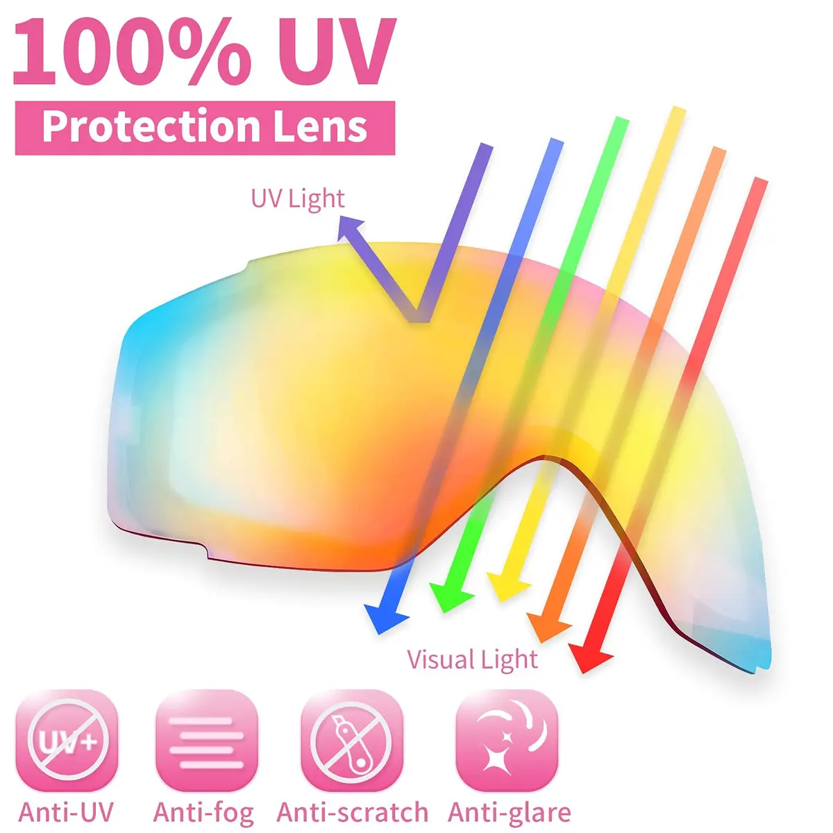 Freela Ski Goggles Snowboard Snow Skiing Equipment UV Protection Mirror Clear (one) | Anti-fog Wide Vision - view 2