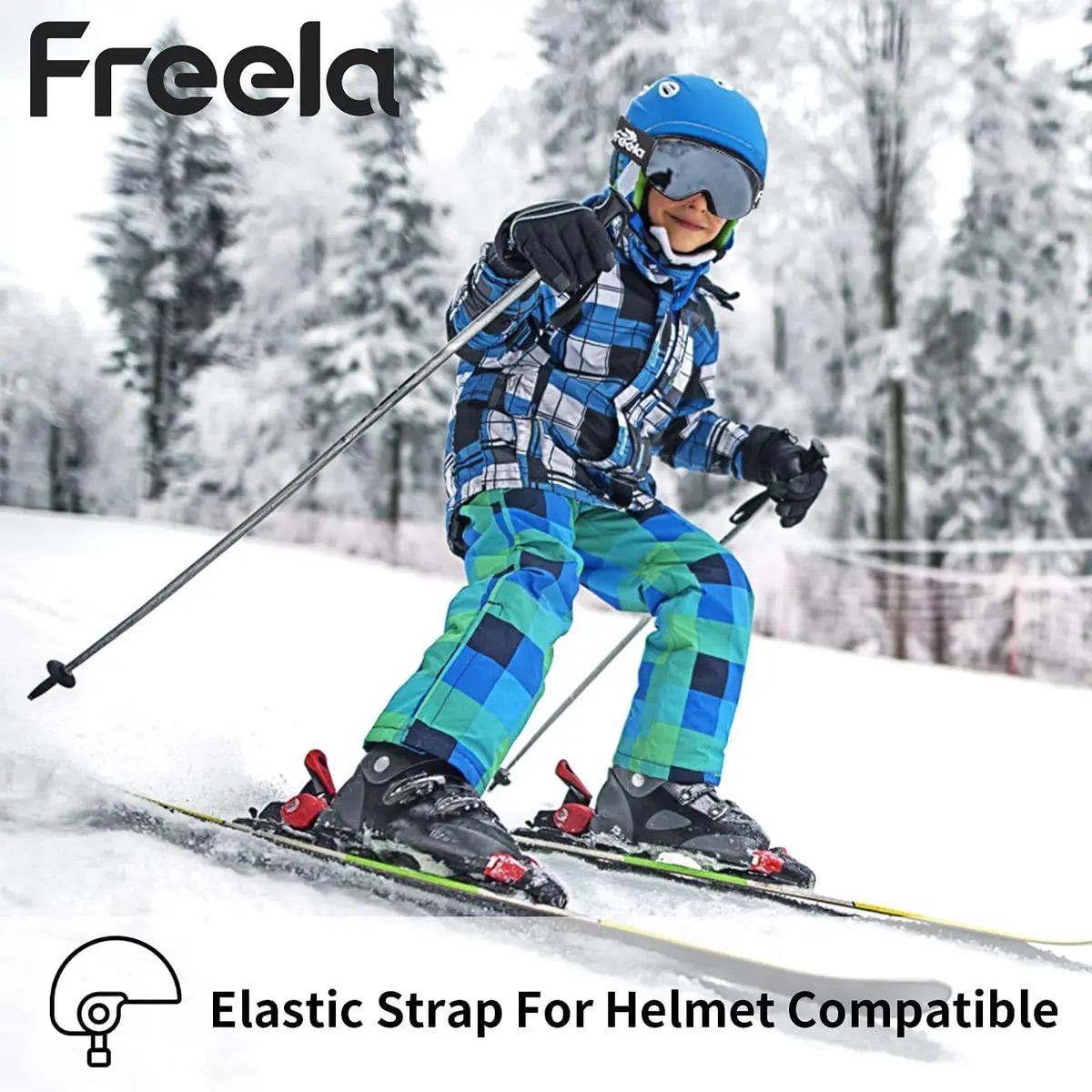 Freela Kids Ski Goggles | Spherical Wide Vision Anti-Fog UV Protection Mirror Clear Lens for Toddler Youth - view 4