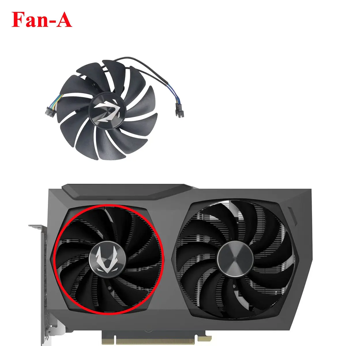 inRobert GPU Cooler for Zotac RTX 3070 Twin Edge | 88mm & 100mm Fans, 12V DC, 4-Pin Header - view 3