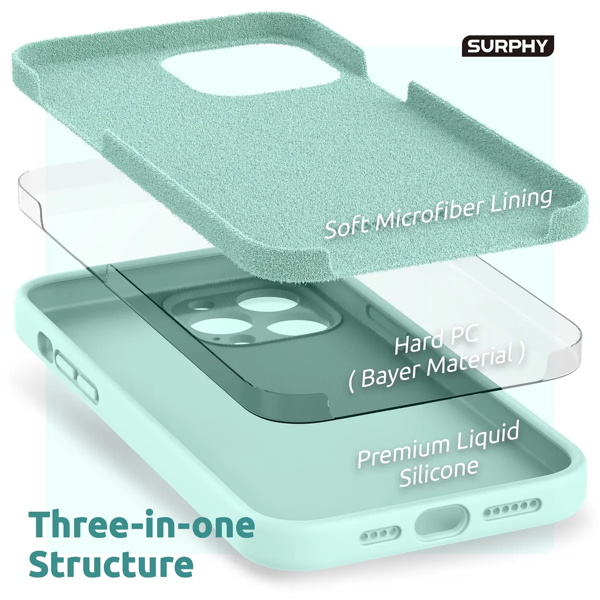 SURPHY Liquid Silicone Case for iPhone 13 Pro Max 6.7 inch | Camera & Drop Protection with Microfiber Lining - view 5