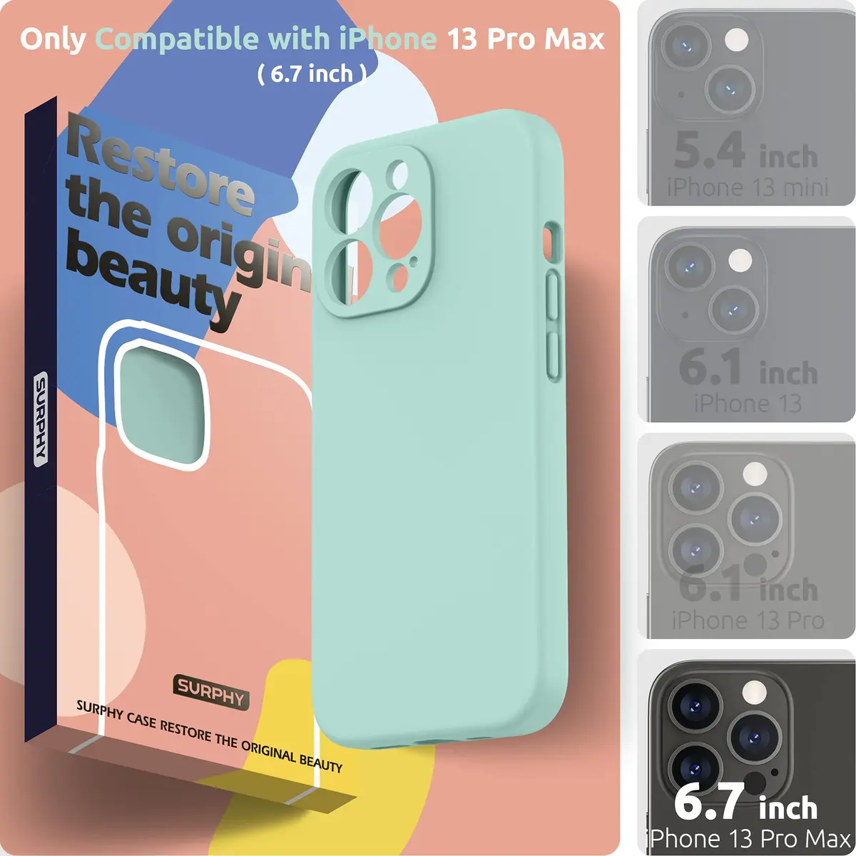 SURPHY Liquid Silicone Case for iPhone 13 Pro Max 6.7 inch | Camera & Drop Protection with Microfiber Lining - view 2