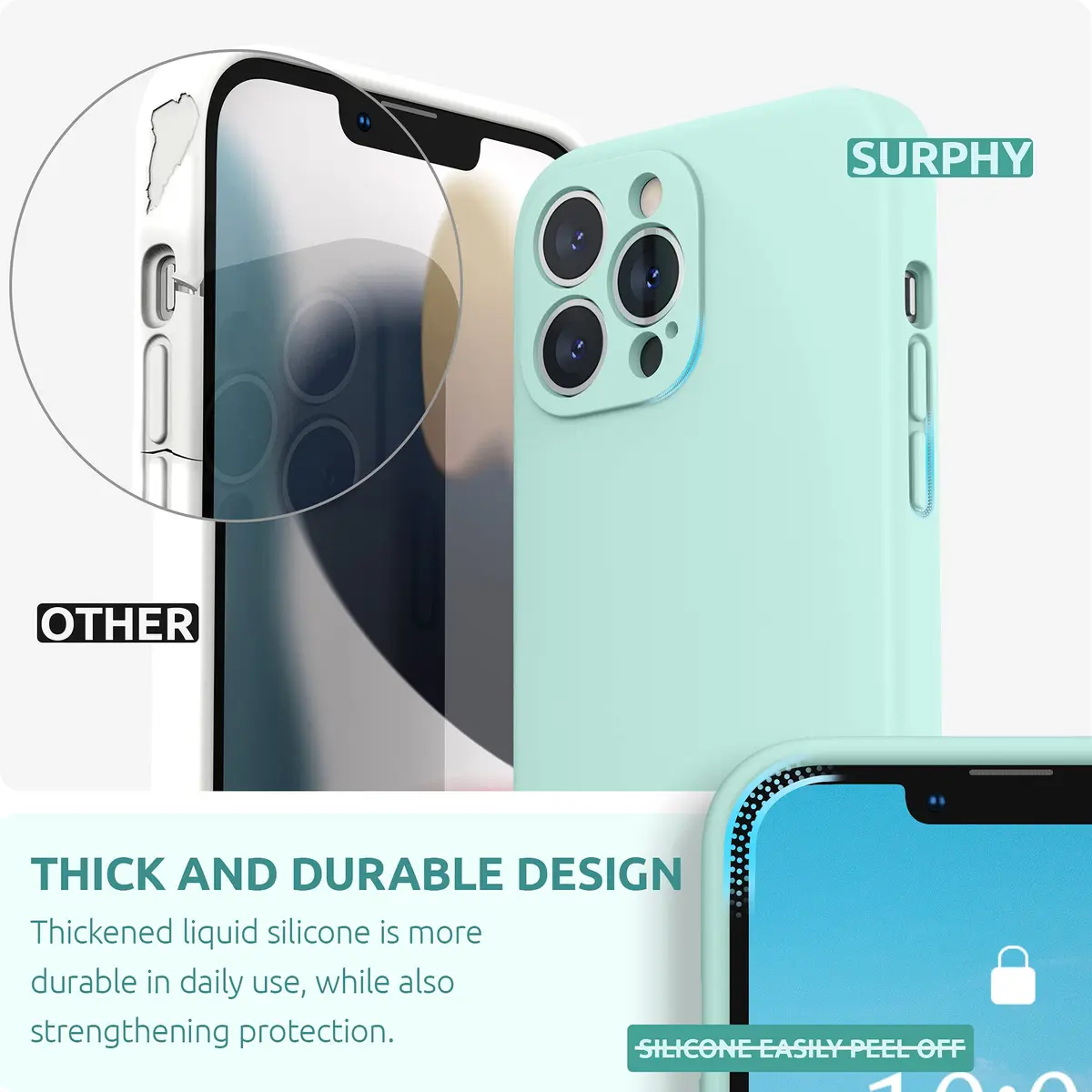 SURPHY Liquid Silicone Case for iPhone 13 Pro Max 6.7 inch | Camera & Drop Protection with Microfiber Lining - view 3