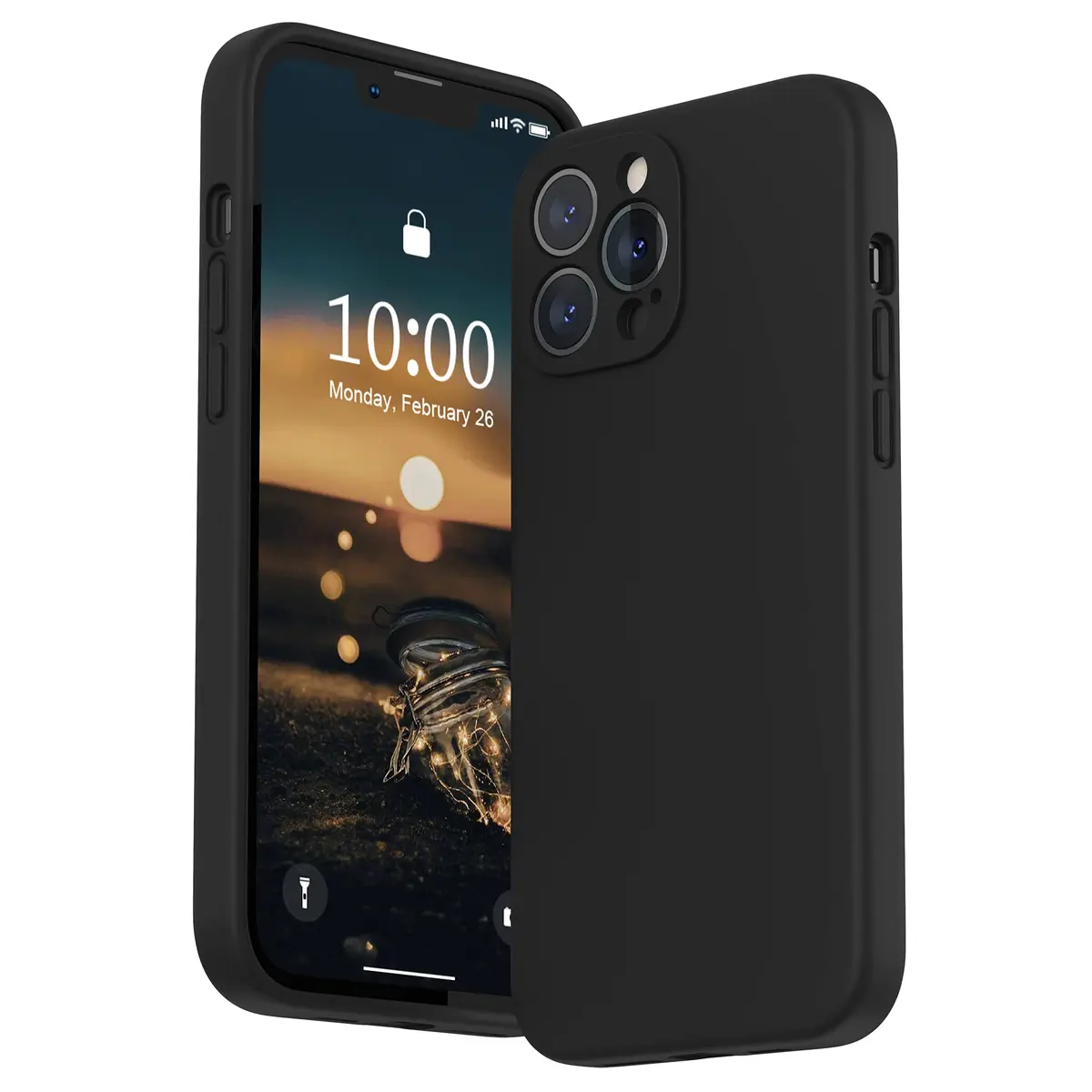 SURPHY Liquid Silicone Case for iPhone 13 Pro Max 6.7 inch (Black) | Camera Protection + Screen Protector - main product image