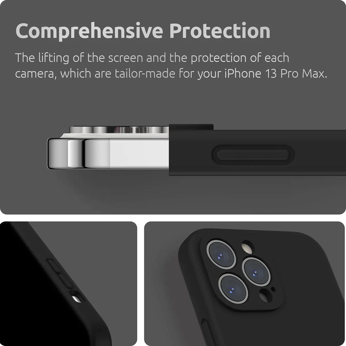 SURPHY Liquid Silicone Case for iPhone 13 Pro Max 6.7 inch (Black) | Camera Protection + Screen Protector - view 4
