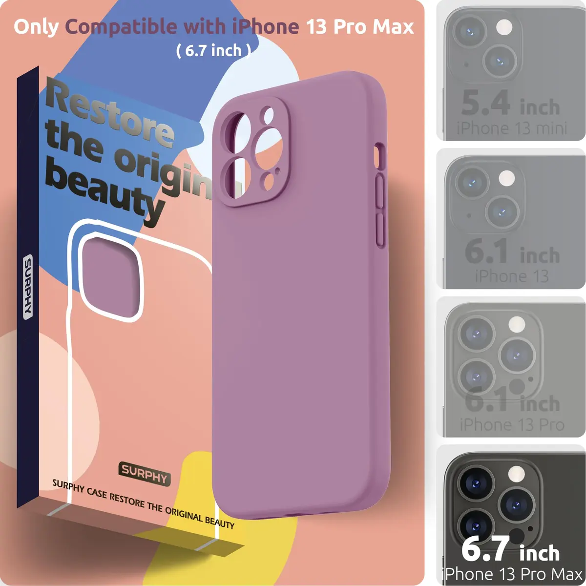SURPHY Liquid Silicone Case for iPhone 13 Pro Max 6.7 inch | Camera & Drop Protection - view 2