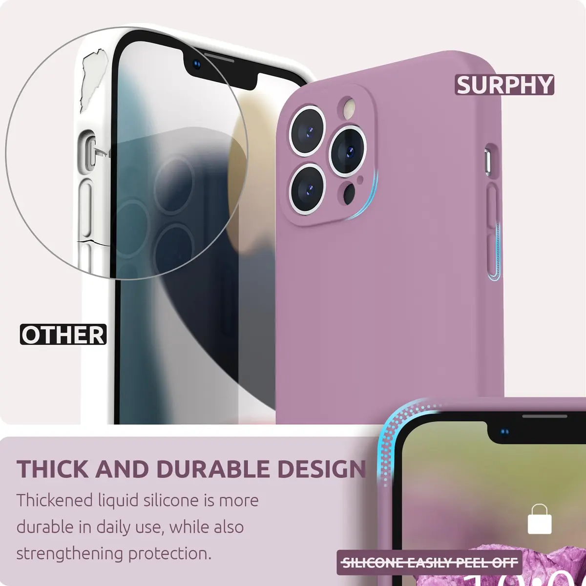 SURPHY Liquid Silicone Case for iPhone 13 Pro Max 6.7 inch | Camera & Drop Protection - view 4