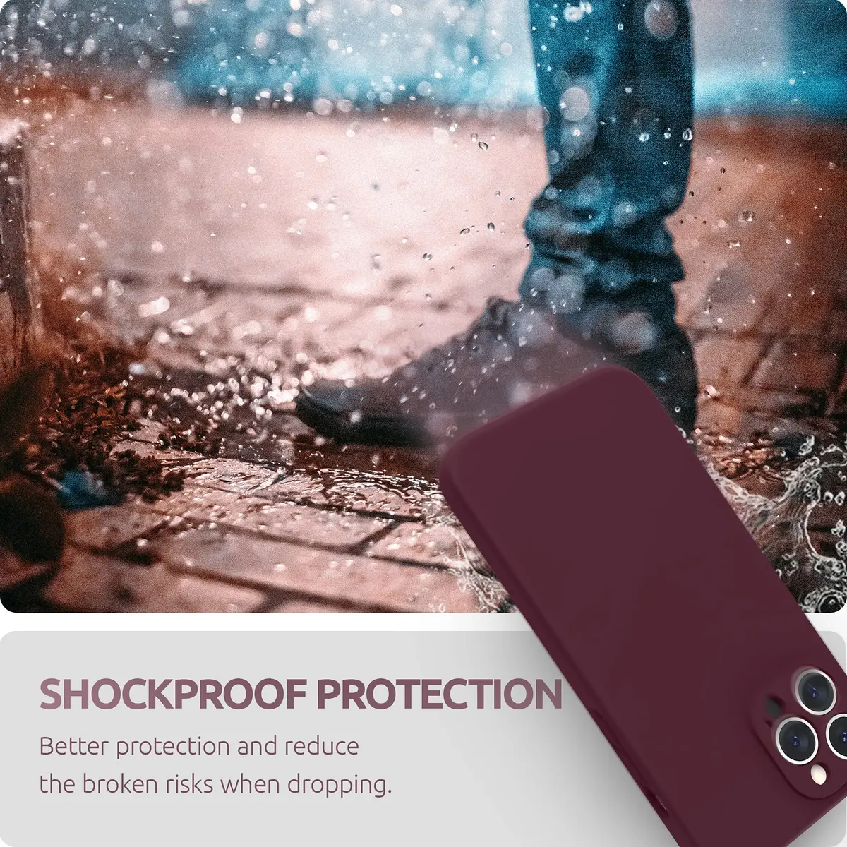 SURPHY Liquid Silicone Case for iPhone 13 Pro Max 6.7 inch with Screen Protector | Plum - view 7