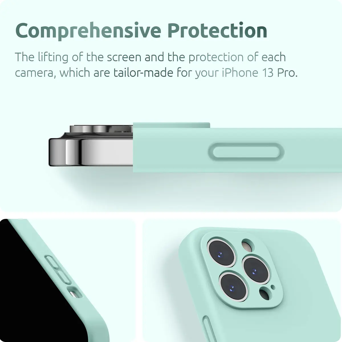 SURPHY Liquid Silicone Case for iPhone 13 Pro 6.1 inch | Camera & Screen Protection, Microfiber Lining - view 4