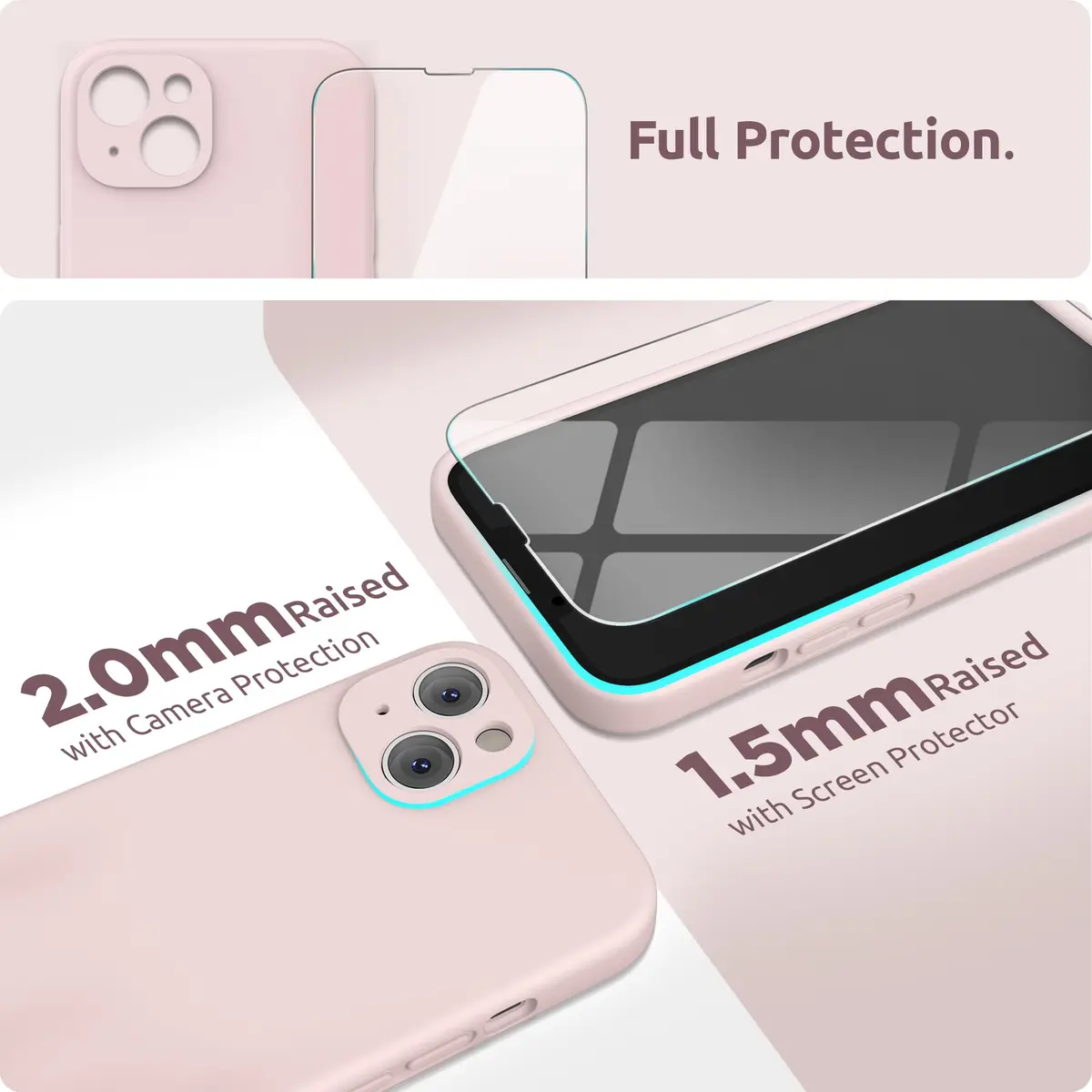 SURPHY Liquid Silicone Case for iPhone 13 (6.1 inch) with Camera Protector & Microfiber Lining | Pink Sand - view 3