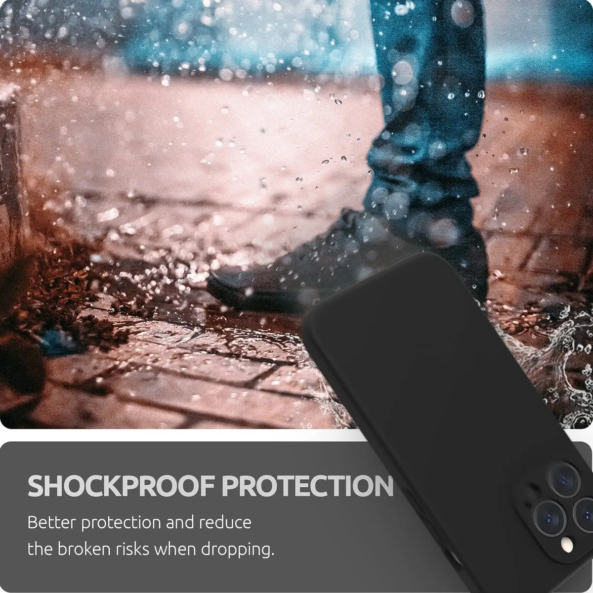 SURPHY Liquid Silicone Case for iPhone 13 Pro (6.1-inch) with Screen Protector | Black - view 7
