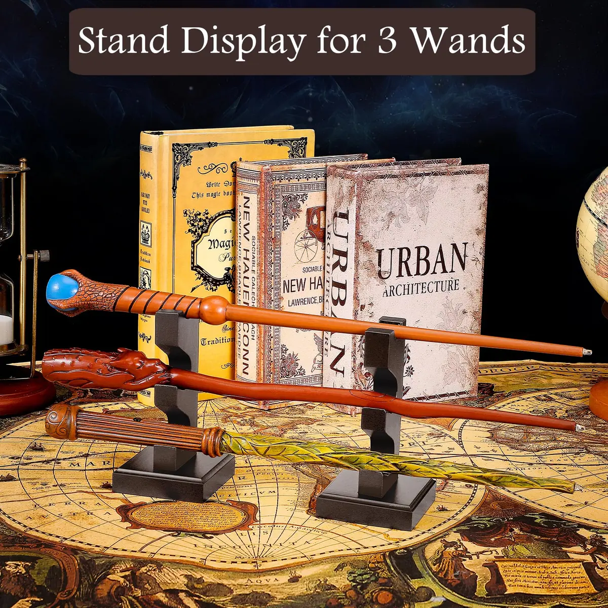 ChampWe Wizard Wand Display Stand Wooden 3 Tiered Brown | Retro Magic Wand Holder for Collection - view 2