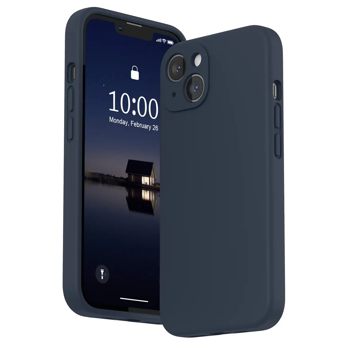 SURPHY Liquid Silicone Case for iPhone 13 6.1 inch (2021) with Camera Protection & Screen Protector | Midnight Blue - main product image