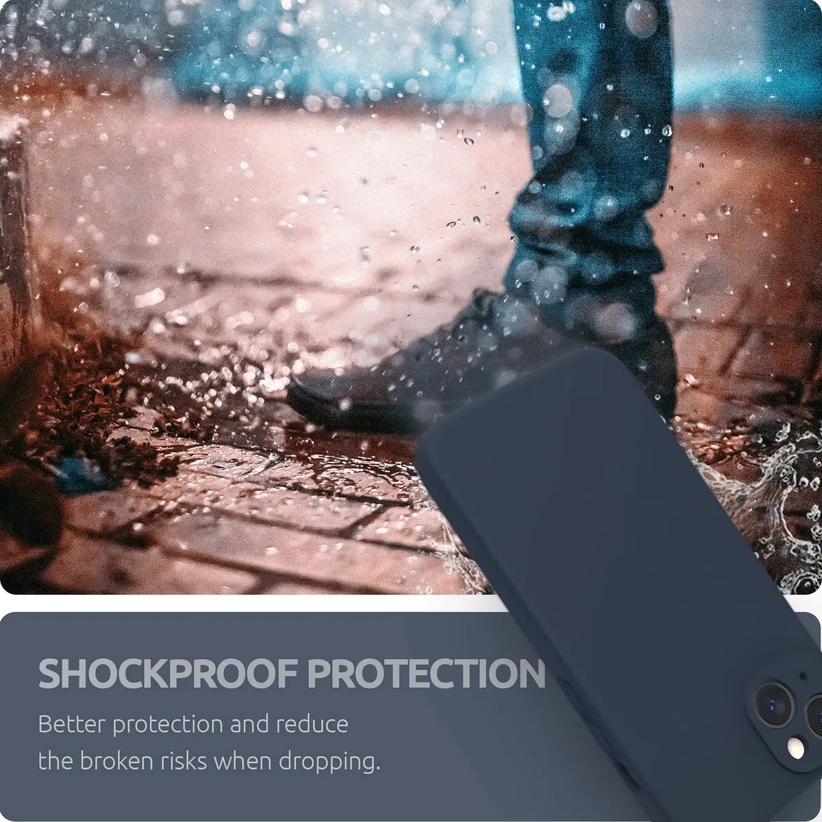 SURPHY Liquid Silicone Case for iPhone 13 6.1 inch (2021) with Camera Protection & Screen Protector | Midnight Blue - view 7