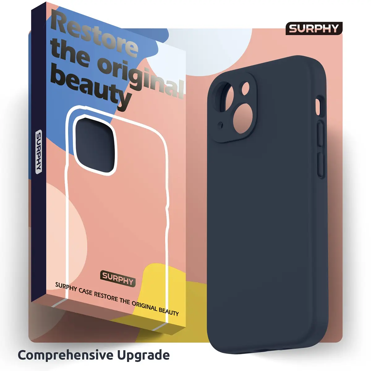 SURPHY Liquid Silicone Case for iPhone 13 6.1 inch (2021) with Camera Protection & Screen Protector | Midnight Blue - view 8