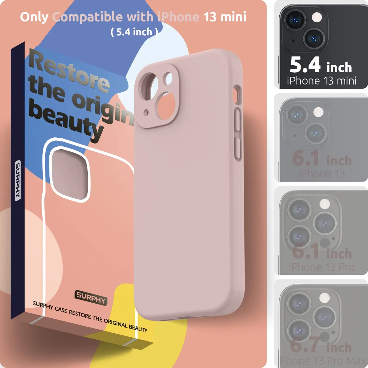 SURPHY Liquid Silicone Case for iPhone 13 Mini 5.4 inch | Camera & Drop Protection - view 2