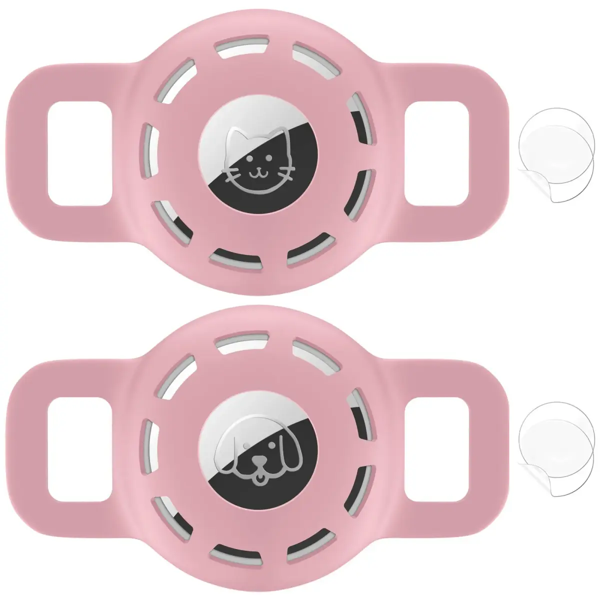 THXSBUDDY Air Tag Cat Collar Holder 2-Pack | Silicone Tracker Case for Small Pet Collars (Pink) - main product image