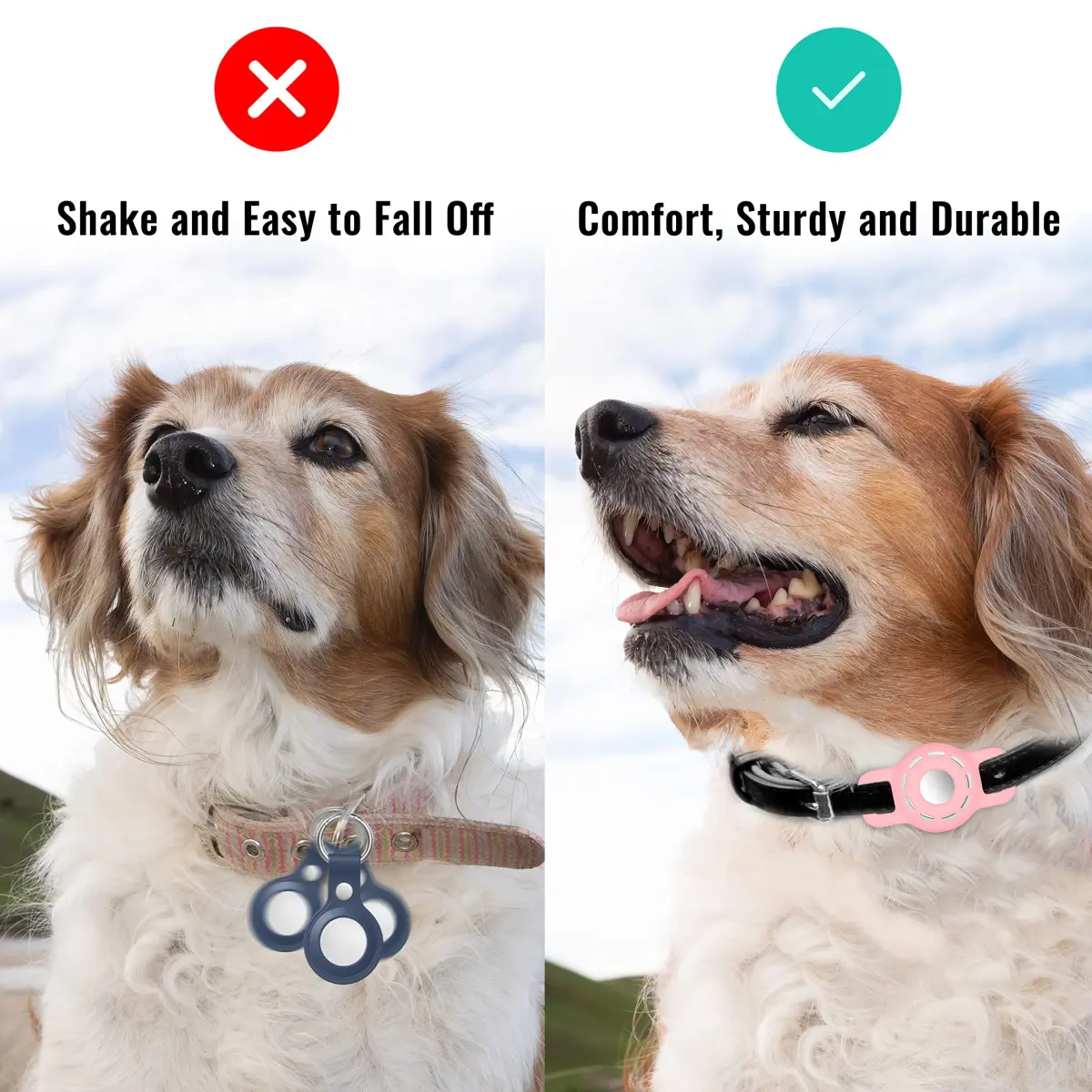 THXSBUDDY Air Tag Cat Collar Holder 2-Pack | Silicone Tracker Case for Small Pet Collars (Pink) - view 4