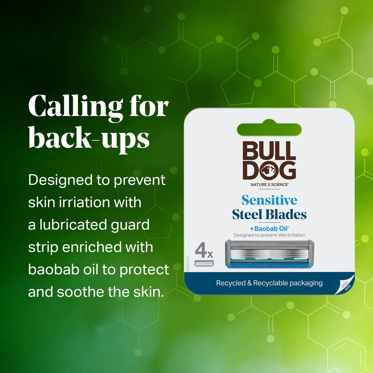 Bulldog Skincare for Men Sensitive Skin Razor Blades Refills 4 Count | Close & Comfortable Shave with Eco Focus - view 2