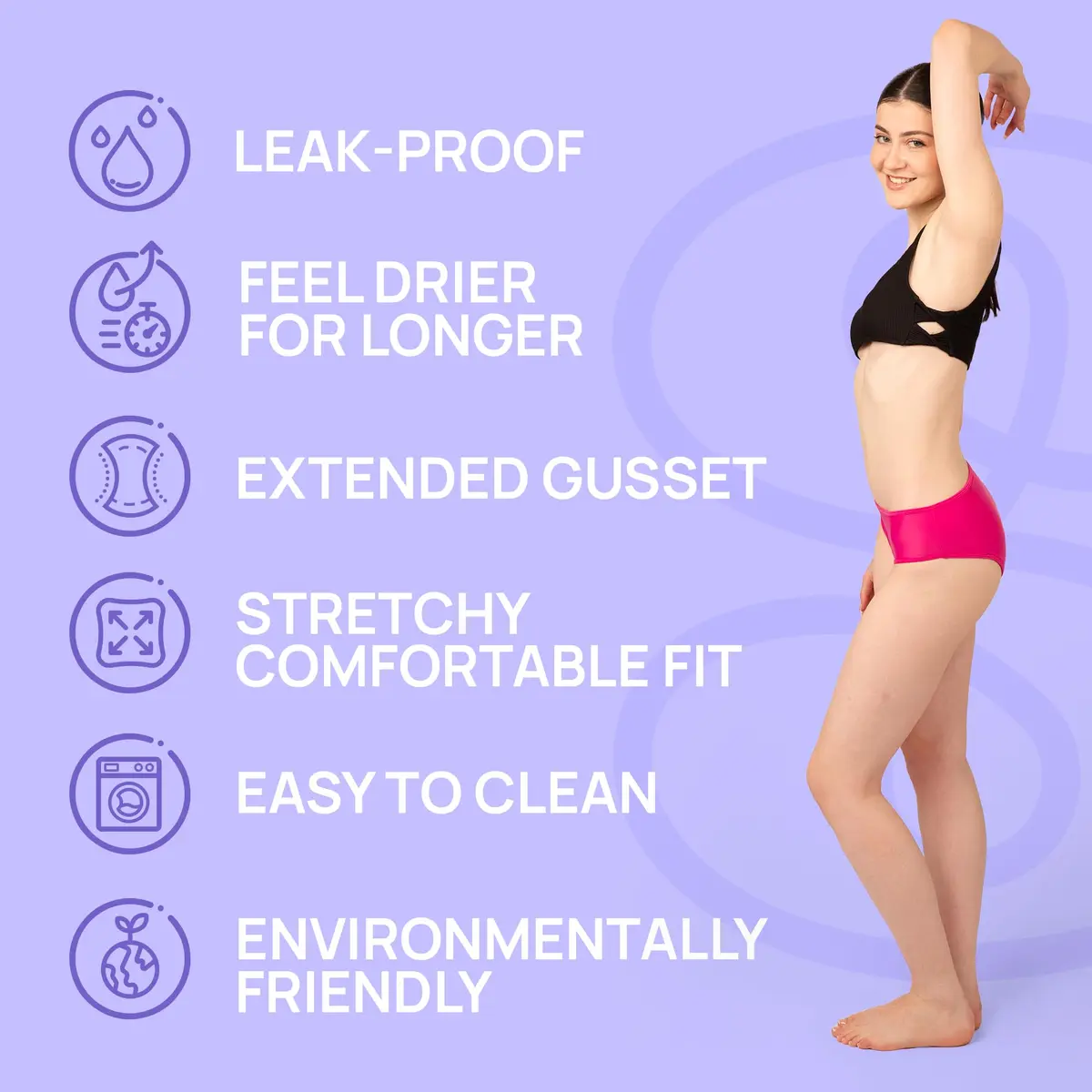Savvi Wear Period Swimwear for Teens XX-Small | Leakproof Mid Rise Bikini Bottoms - view 3