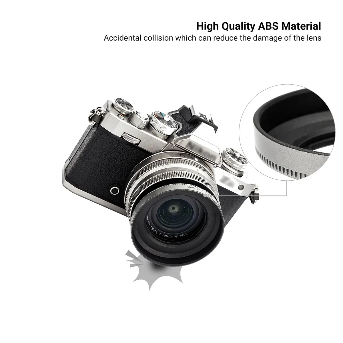 JJC Silver Camera Lens Hood for Nikon NIKKOR Z DX 16-50mm f/3.5-6.3 VR | Replaces HN-40, Compatible w 46mm Cap & Filter - view 5