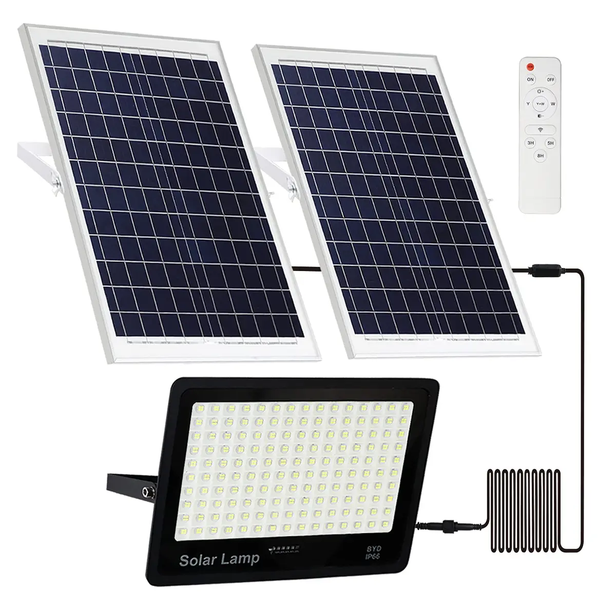 TIN SUM SOLAR ENERGY 400W LED Solar Security Flood Lights with Remote Control, 40000 Lumens, IP66 Waterproof | 6.87 kg (15.15 lb) - main product image