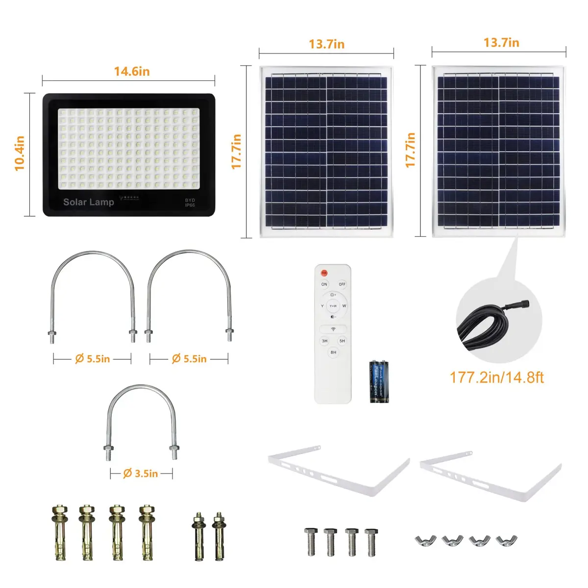 TIN SUM SOLAR ENERGY 400W LED Solar Security Flood Lights with Remote Control, 40000 Lumens, IP66 Waterproof | 6.87 kg (15.15 lb) - view 7