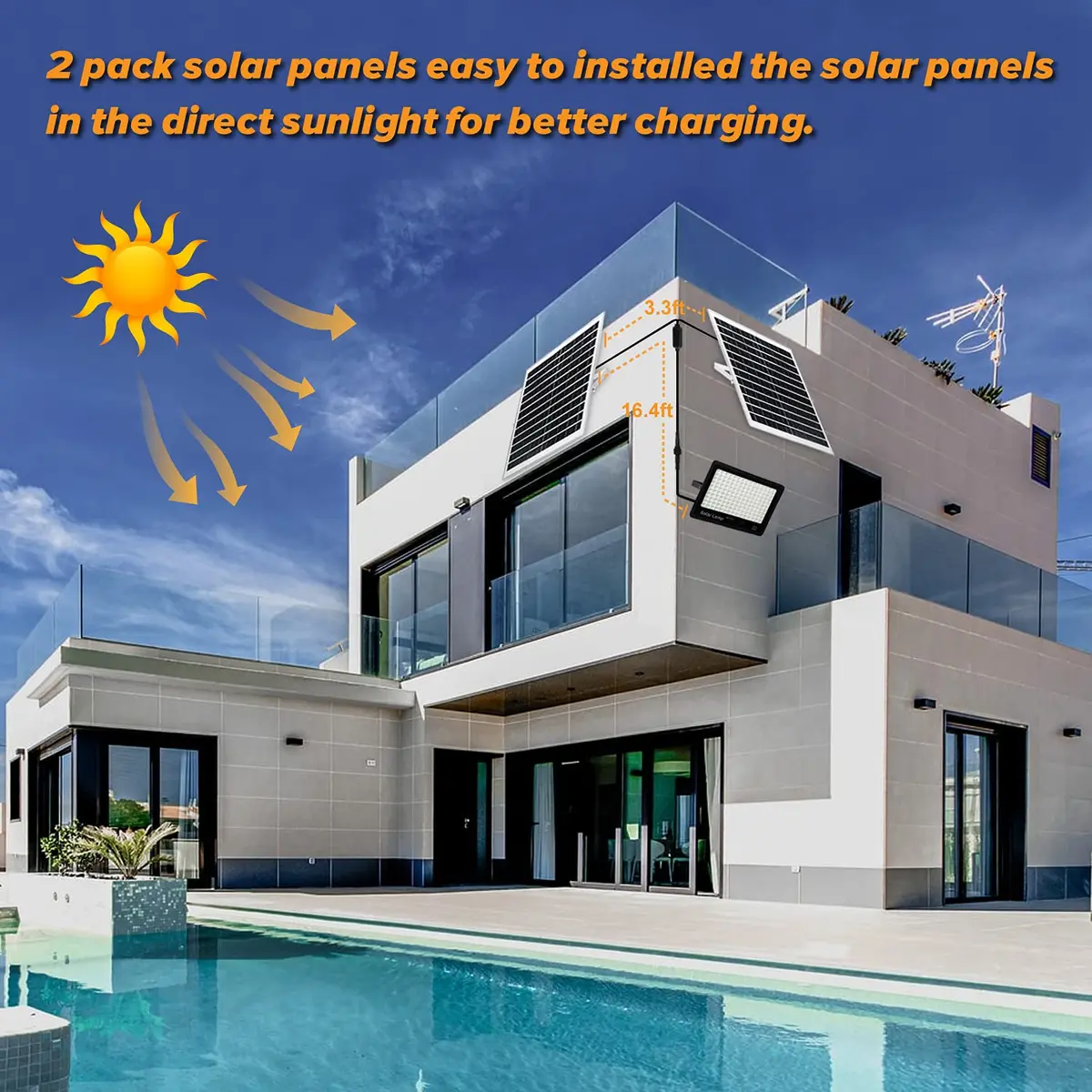 TIN SUM SOLAR ENERGY 400W LED Solar Security Flood Lights with Remote Control, 40000 Lumens, IP66 Waterproof | 6.87 kg (15.15 lb) - view 2