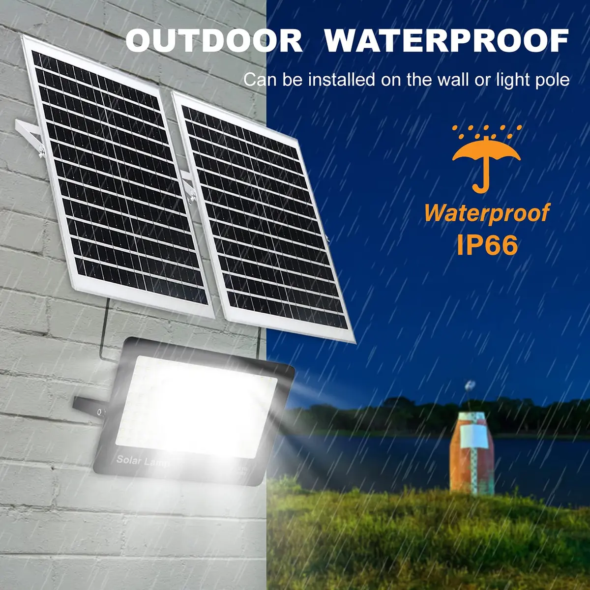 TIN SUM SOLAR ENERGY 400W LED Solar Security Flood Lights with Remote Control, 40000 Lumens, IP66 Waterproof | 6.87 kg (15.15 lb) - view 3