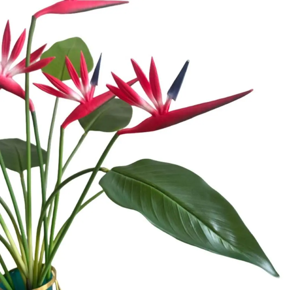 Corkwaw Red Artificial Bird of Paradise Flowers 55cm (21.5 Inch) | Pack of 8 Realistic Tropical Stems - view 7