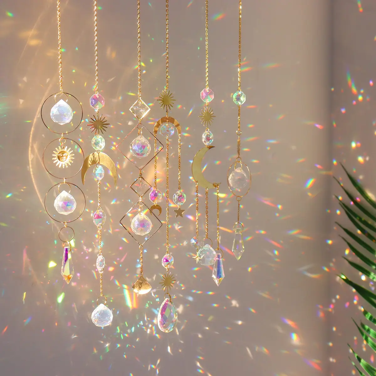 ilclviz 6Pieces Colorful Crystals Suncatcher Hanging Sun Catcher with Chain | Rainbow Rainbow Rainbow Rainbow Rainbow Rainbow - view 7