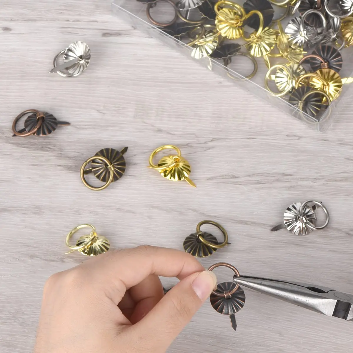 Tiyaogm Metal Brad Fasteners with Pull Rings | 50 Pieces, 5 Colors, Durable Metal, Easy DIY Crafts - view 7