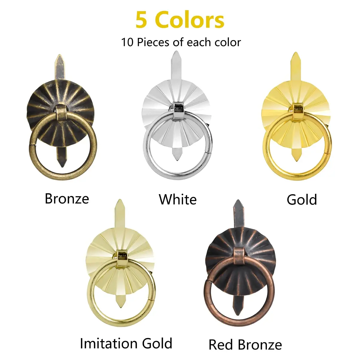 Tiyaogm Metal Brad Fasteners with Pull Rings | 50 Pieces, 5 Colors, Durable Metal, Easy DIY Crafts - view 2