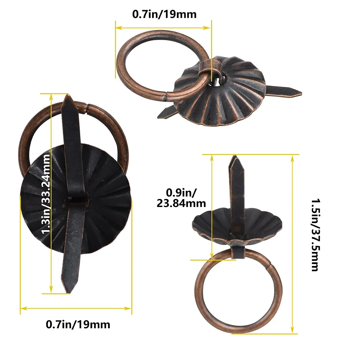 Tiyaogm Metal Brad Fasteners with Pull Rings | 50 Pieces, 5 Colors, Durable Metal, Easy DIY Crafts - view 3