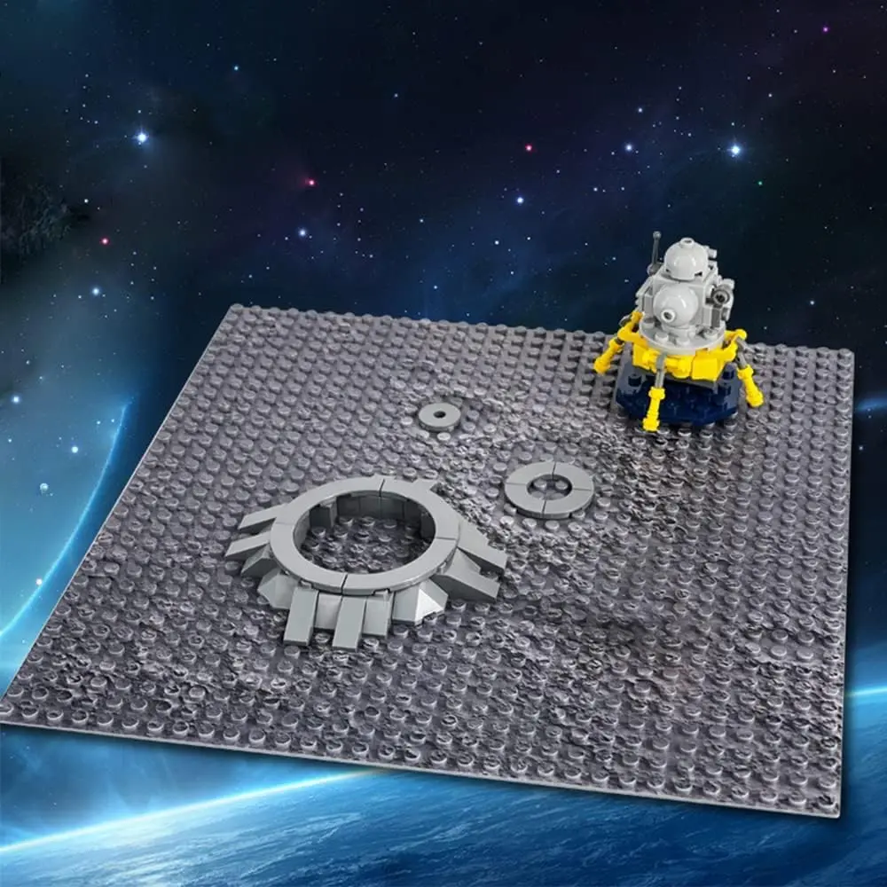 Feleph Space Moon Baseplates Building Kit 10x10 Inches 2PCS | Space-themed Compatible Baseplates for Creative Space Environments - view 5