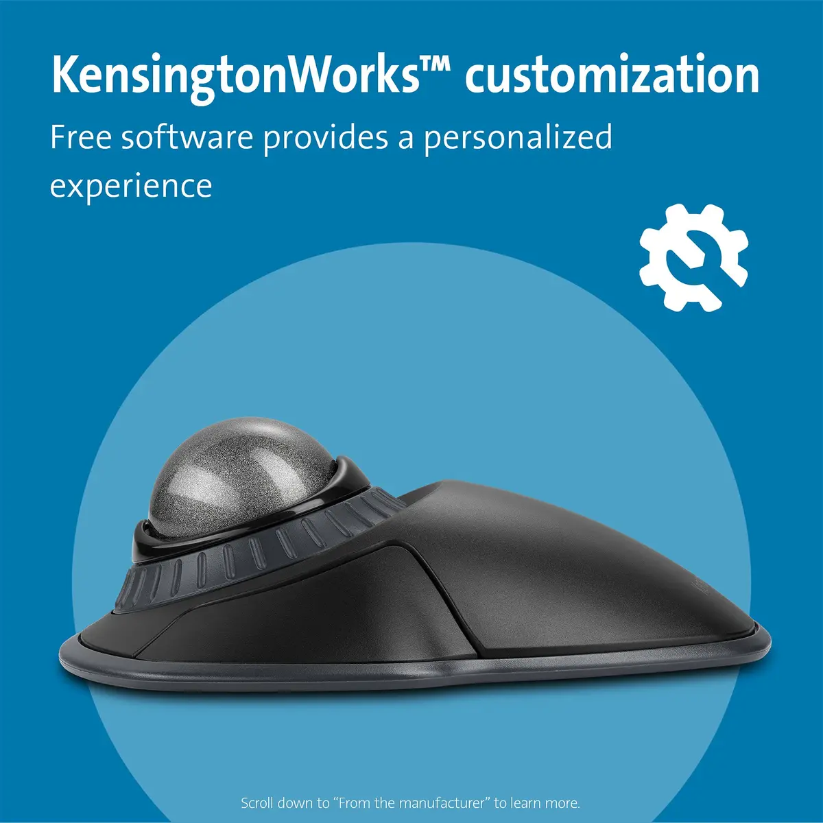 Kensington Orbit Wireless Trackball with Scroll Ring - Space Gray (K72675WW), Black/Grey | 1600 DPI Ergonomic Trackball Mouse - view 4