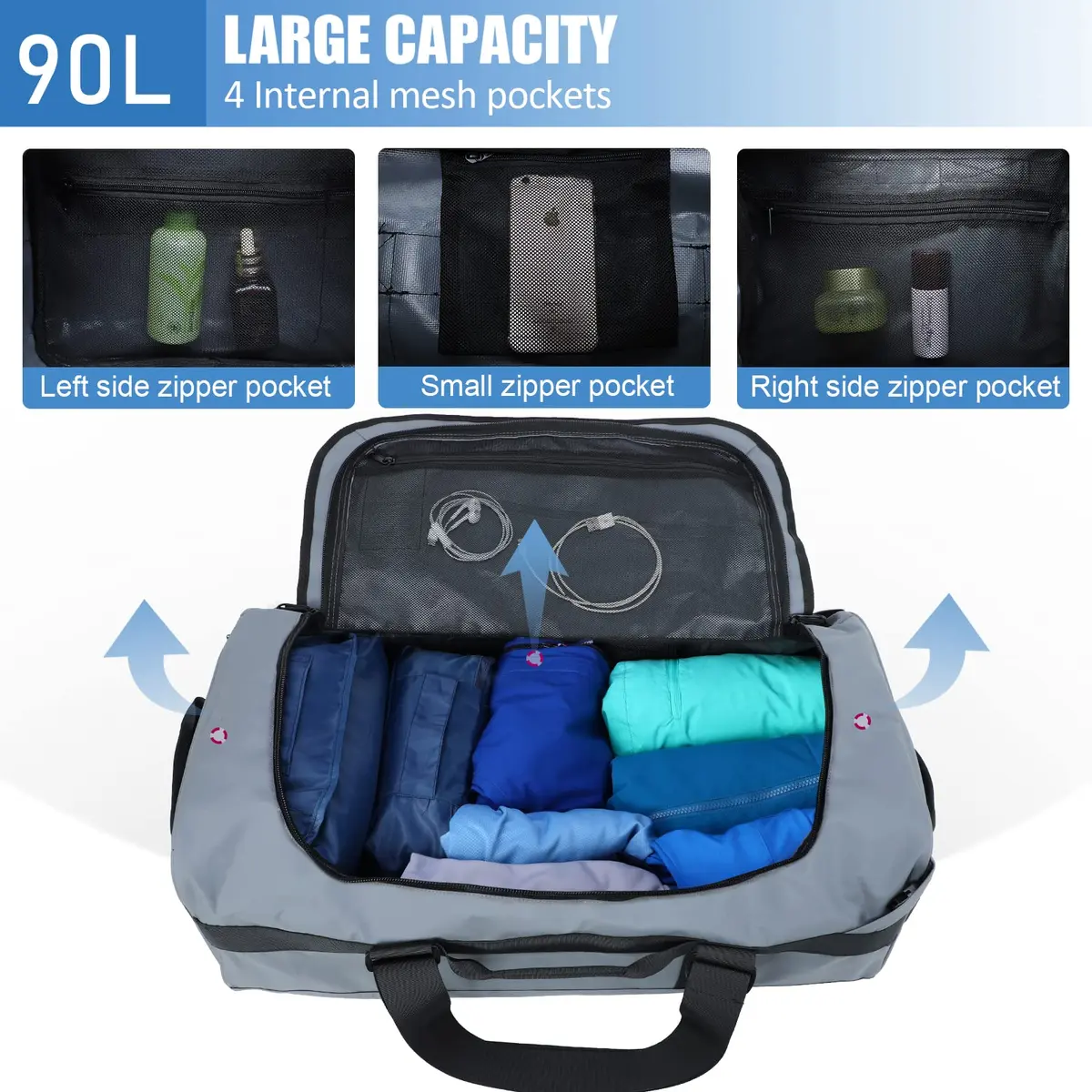 MIER Water Resistant Heavy Duty Duffle Bag 90L | Versatile Travel & Gym Companion - view 4
