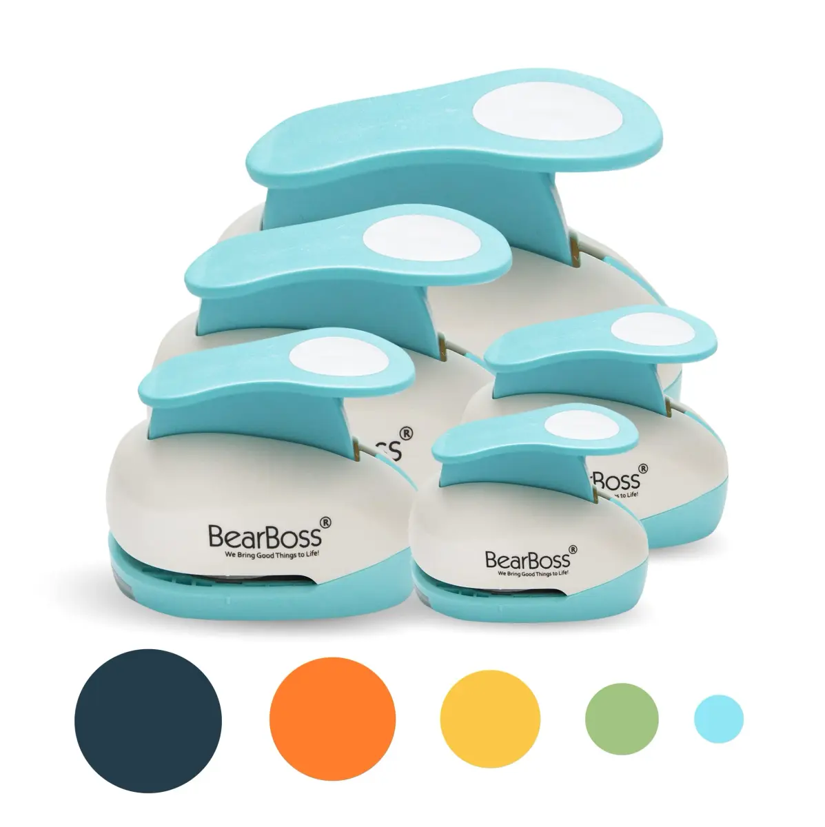 BearBoss 5 Circle Paper Punch Set | 0.3''-2'' Inch Sizes | Crafting & Card Making - main product image