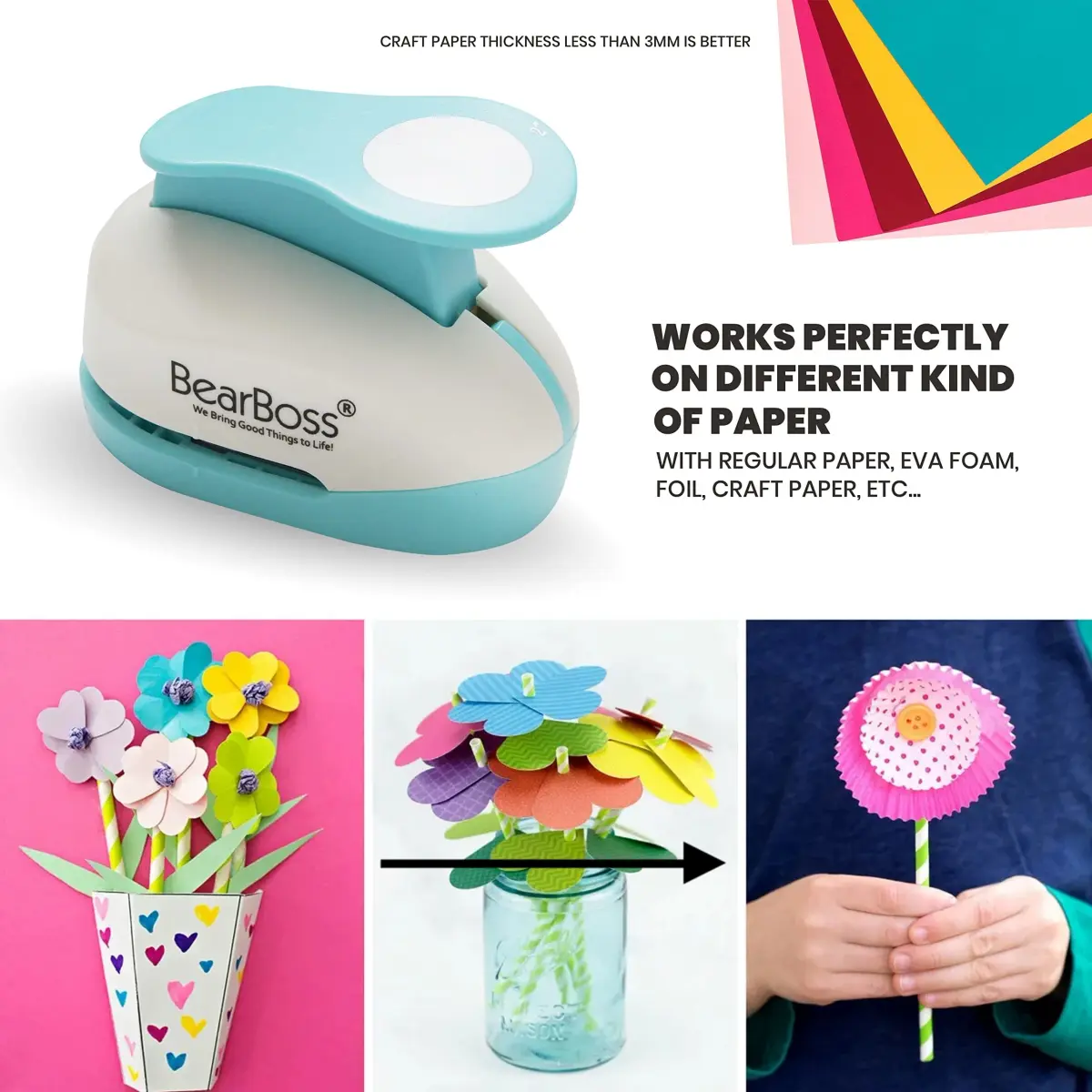 BearBoss 5 Circle Paper Punch Set | 0.3''-2'' Inch Sizes | Crafting & Card Making - view 5