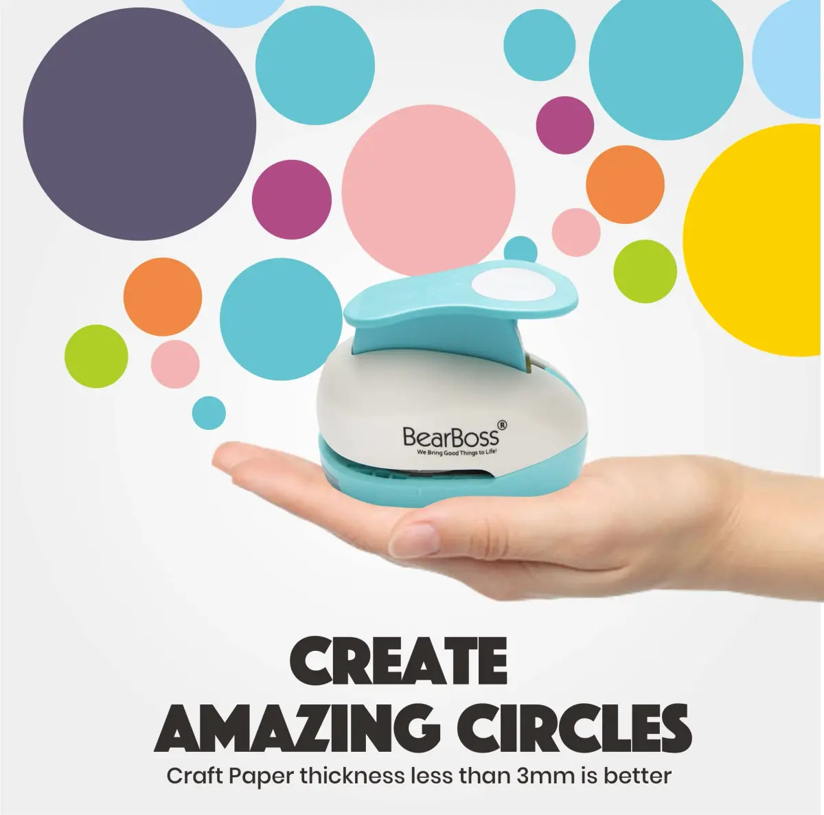 BearBoss 5 Circle Paper Punch Set | 0.3''-2'' Inch Sizes | Crafting & Card Making - view 2