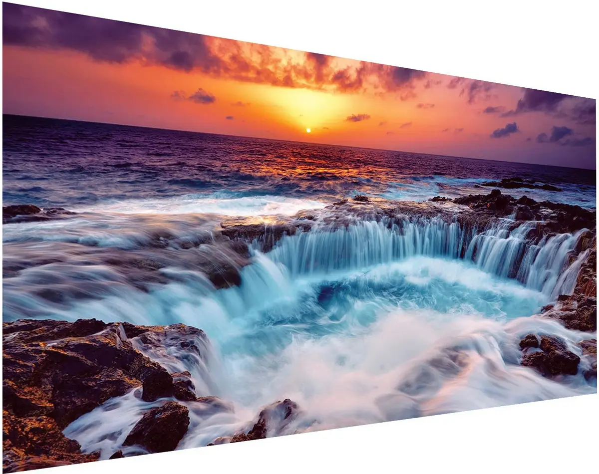 JATOK Sunset Waterfall Diamond Painting Kit for Adults, 90cm x 40cm (35.5 x 15.7 in) | Full Round Drill Art - main product image
