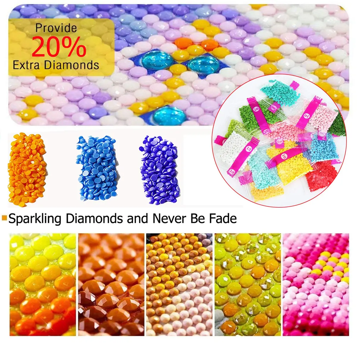 JATOK Diamond Painting Kit for Adults, NYC Night Landscape 90x40cm (35.5x15.7 in) | Full Round Drill Gem Art - view 8