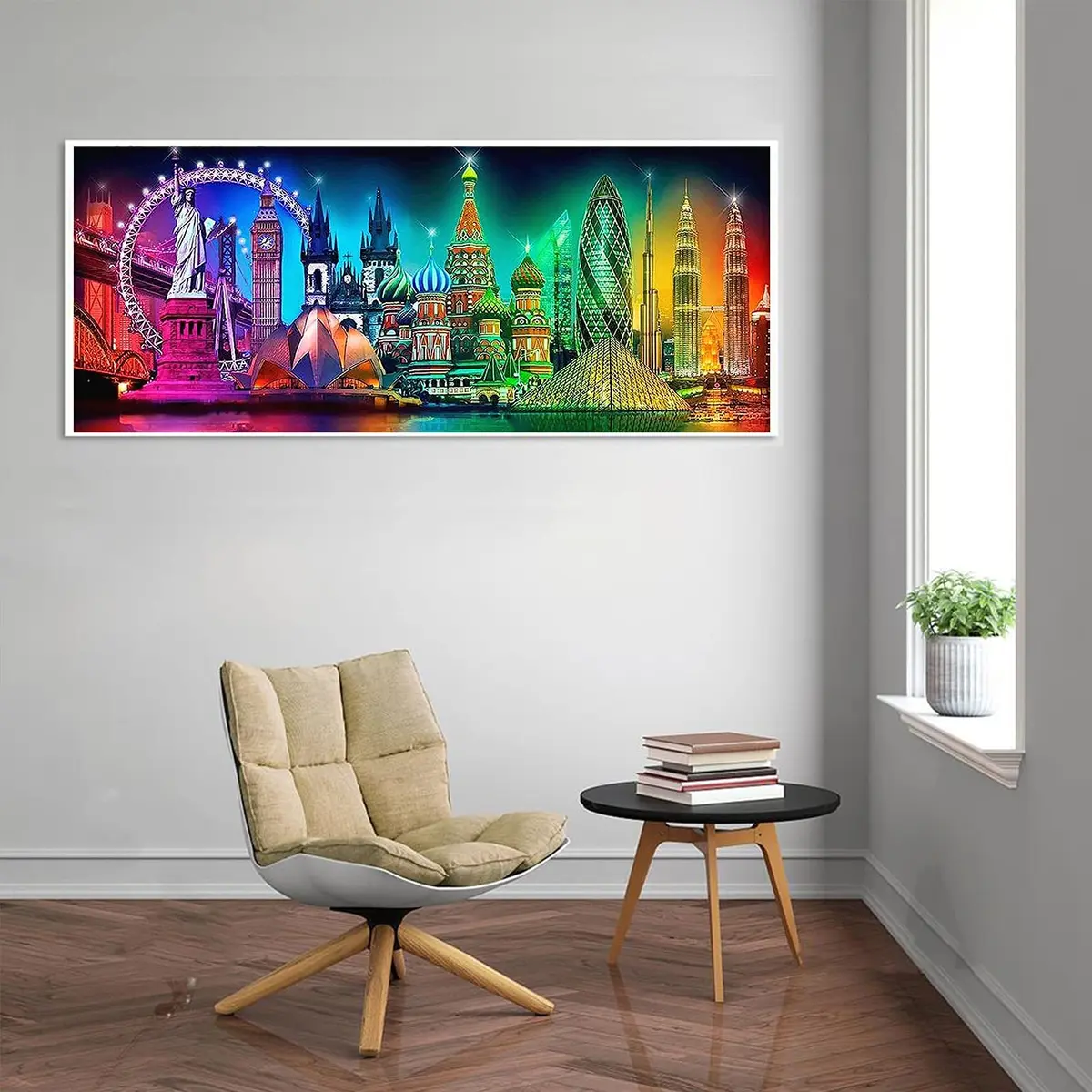 JATOK Diamond Painting Kit for Adults, NYC Night Landscape 90x40cm (35.5x15.7 in) | Full Round Drill Gem Art - view 3