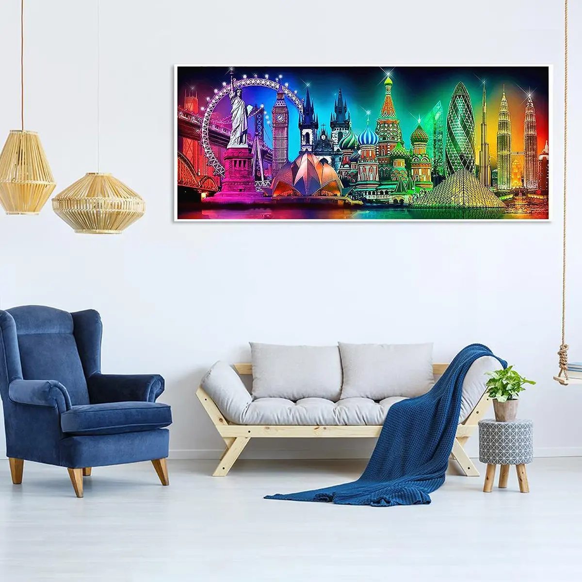 JATOK Diamond Painting Kit for Adults, NYC Night Landscape 90x40cm (35.5x15.7 in) | Full Round Drill Gem Art - view 4