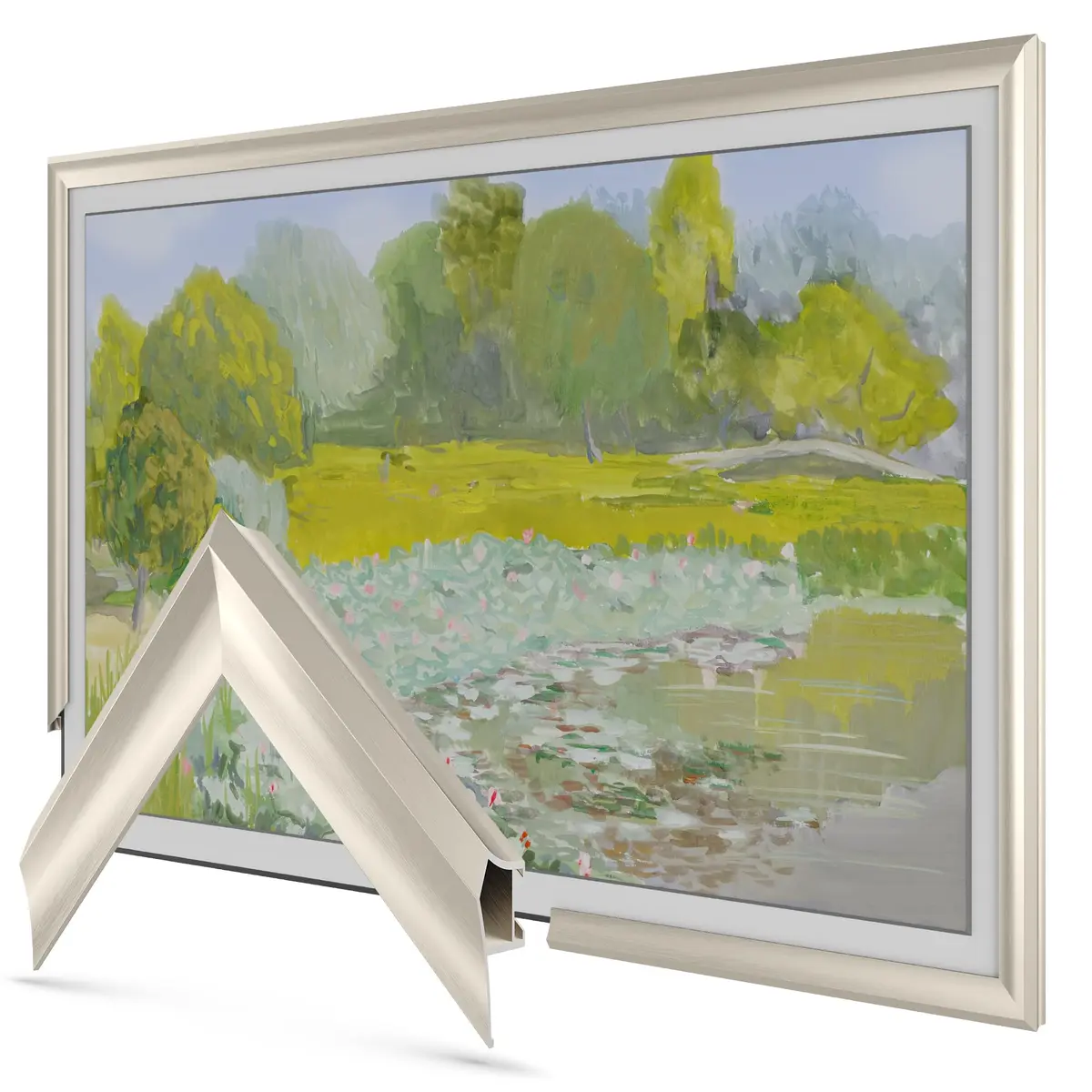 Frame My TV German Silver Prismatic 32" Deco TV Frame for Samsung The Frame/Pro TVs | Aluminum Wall Mount - main product image