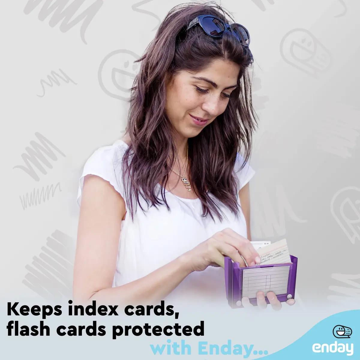 Enday Index Card Holder 3x5 | Durable Plastic Organizer with 5 Tab Dividers, Holds 100 Cards, Purple - view 6