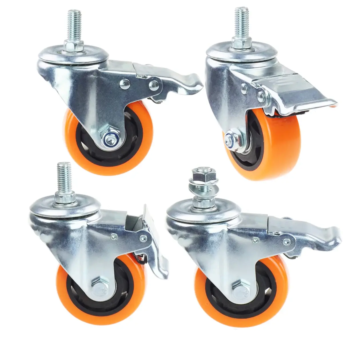 YEWEKE Heavy Duty Swivel Wheels 3 Inch Yellow PVC Casters M12-1.75x25mm | Up to 1200 Lbs Industrial & Furniture Casters - view 5
