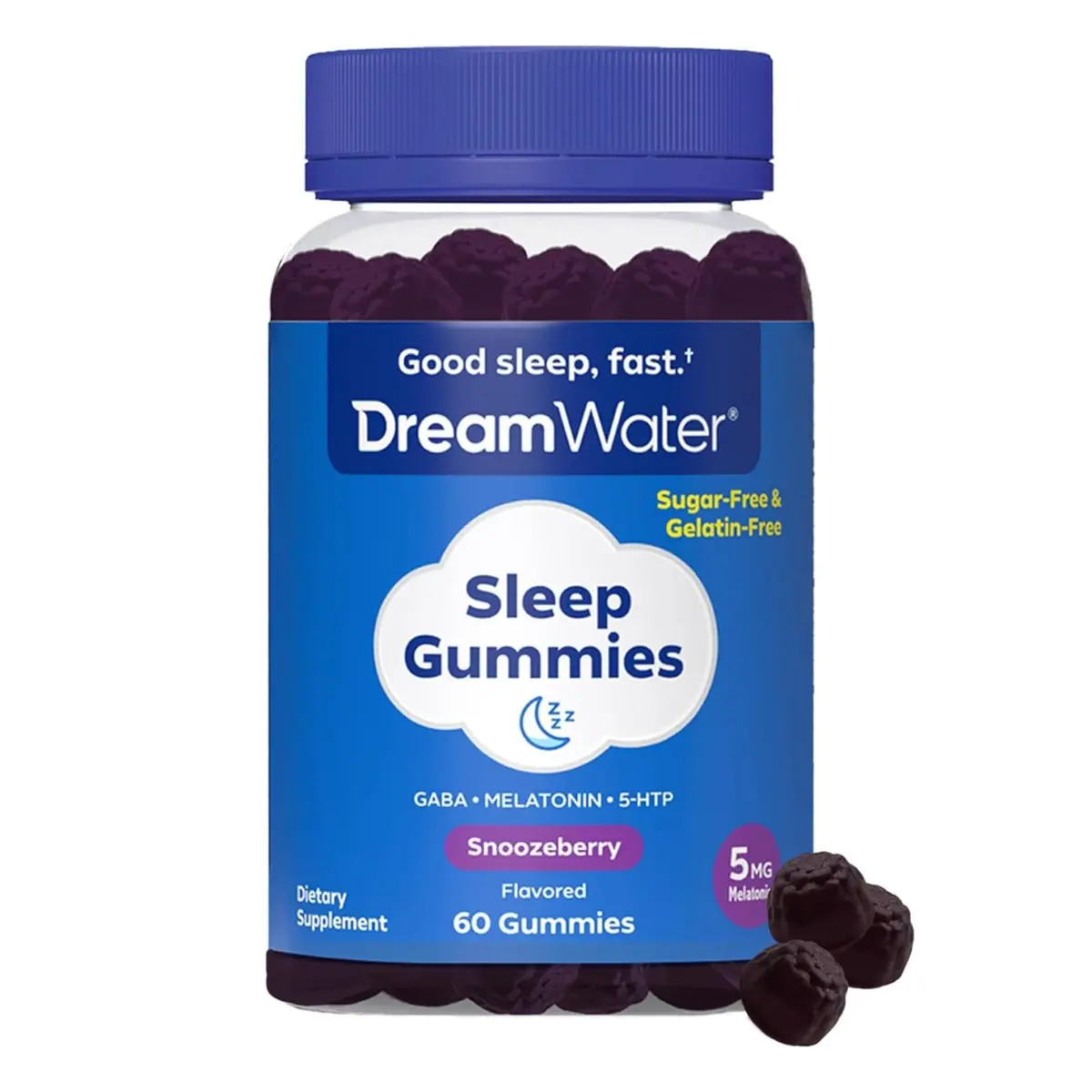 Dream Water Sleep Gummies (60 Count) | Natural Melatonin & GABA for Adults - main product image