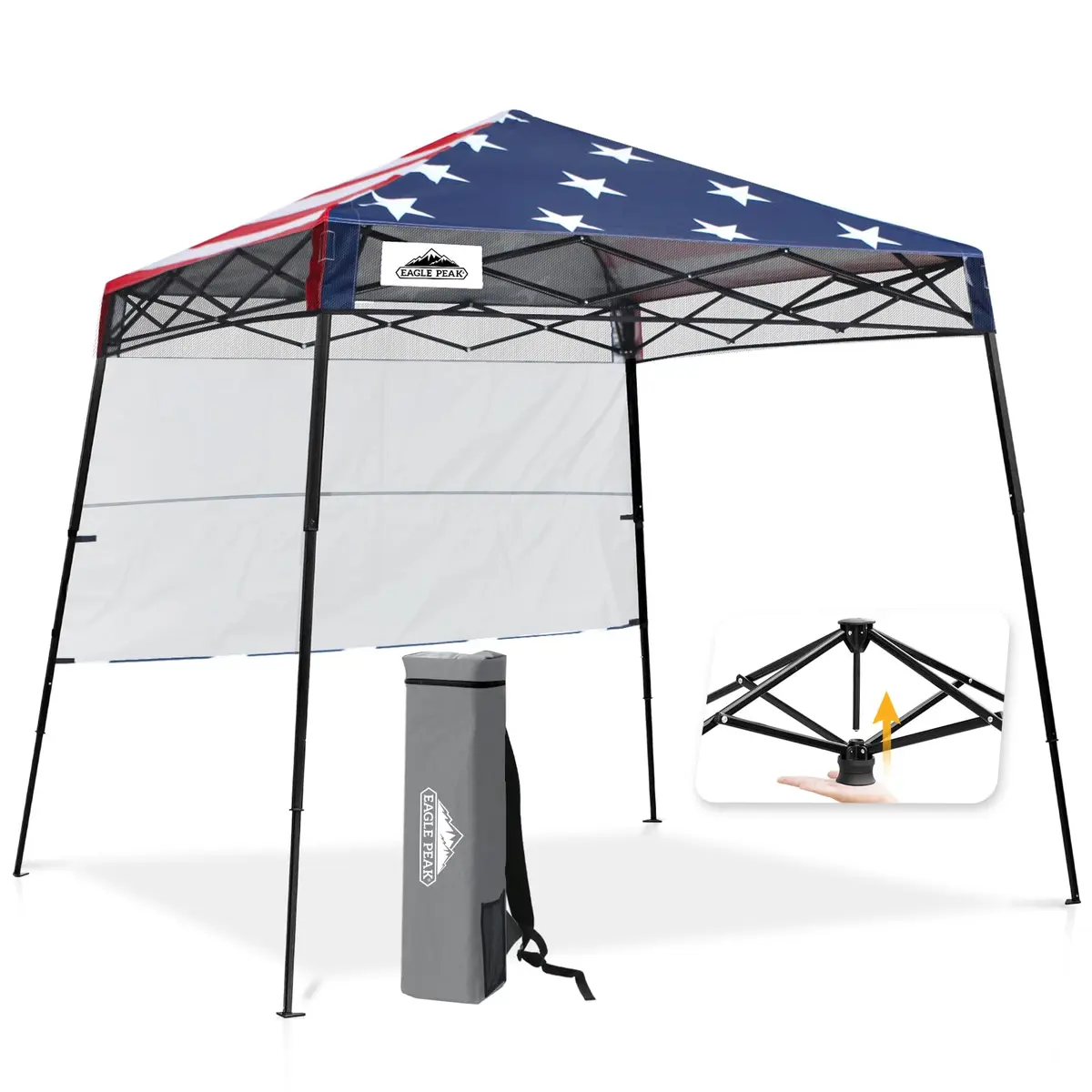 EAGLE PEAK 8x8 Pop Up Canopy Tent, Compact Backpack, American Flag | Easy Setup & UV Protection - main product image